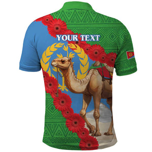 Personalised Eritrea Arabian Camel Polo Shirt Gerbera Flower - Flag Color