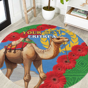 Personalised Eritrea Arabian Camel Round Carpet Gerbera Flower - Flag Color