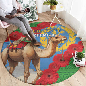 Personalised Eritrea Arabian Camel Round Carpet Gerbera Flower - Flag Color