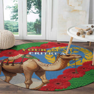 Personalised Eritrea Arabian Camel Round Carpet Gerbera Flower - Flag Color