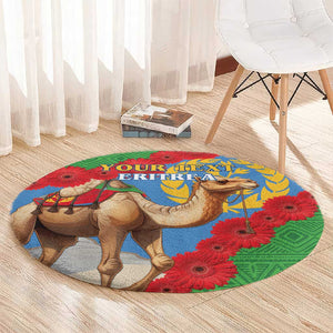 Personalised Eritrea Arabian Camel Round Carpet Gerbera Flower - Flag Color