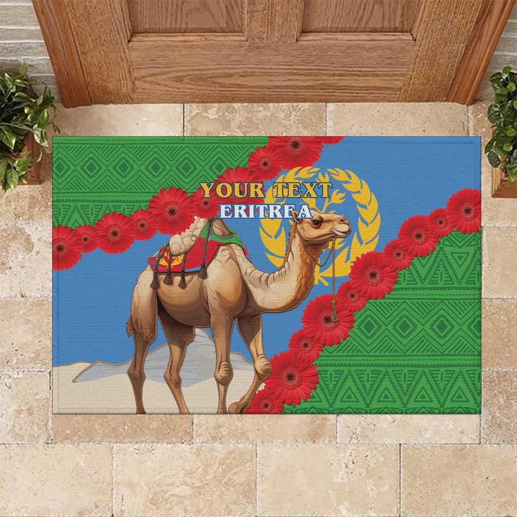 Personalised Eritrea Arabian Camel Rubber Doormat Gerbera Flower - Flag Color