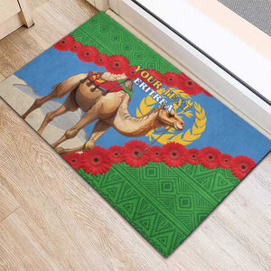 Personalised Eritrea Arabian Camel Rubber Doormat Gerbera Flower - Flag Color