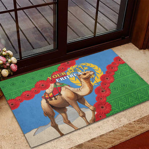 Personalised Eritrea Arabian Camel Rubber Doormat Gerbera Flower - Flag Color