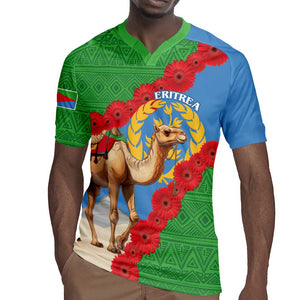 Personalised Eritrea Arabian Camel Rugby Jersey Gerbera Flower - Flag Color