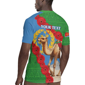 Personalised Eritrea Arabian Camel Rugby Jersey Gerbera Flower - Flag Color