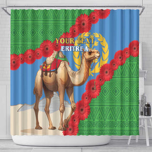 Personalised Eritrea Arabian Camel Shower Curtain Gerbera Flower - Flag Color