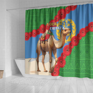 Personalised Eritrea Arabian Camel Shower Curtain Gerbera Flower - Flag Color