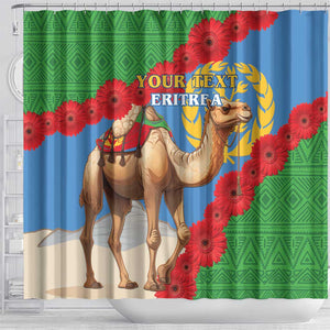 Personalised Eritrea Arabian Camel Shower Curtain Gerbera Flower - Flag Color