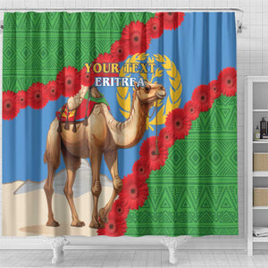 Personalised Eritrea Arabian Camel Shower Curtain Gerbera Flower - Flag Color