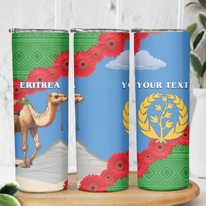 Personalised Eritrea Arabian Camel Skinny Tumbler Gerbera Flower - Flag Color