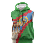 Personalised Eritrea Arabian Camel Sleeveless Hoodie Gerbera Flower - Flag Color - African Pride