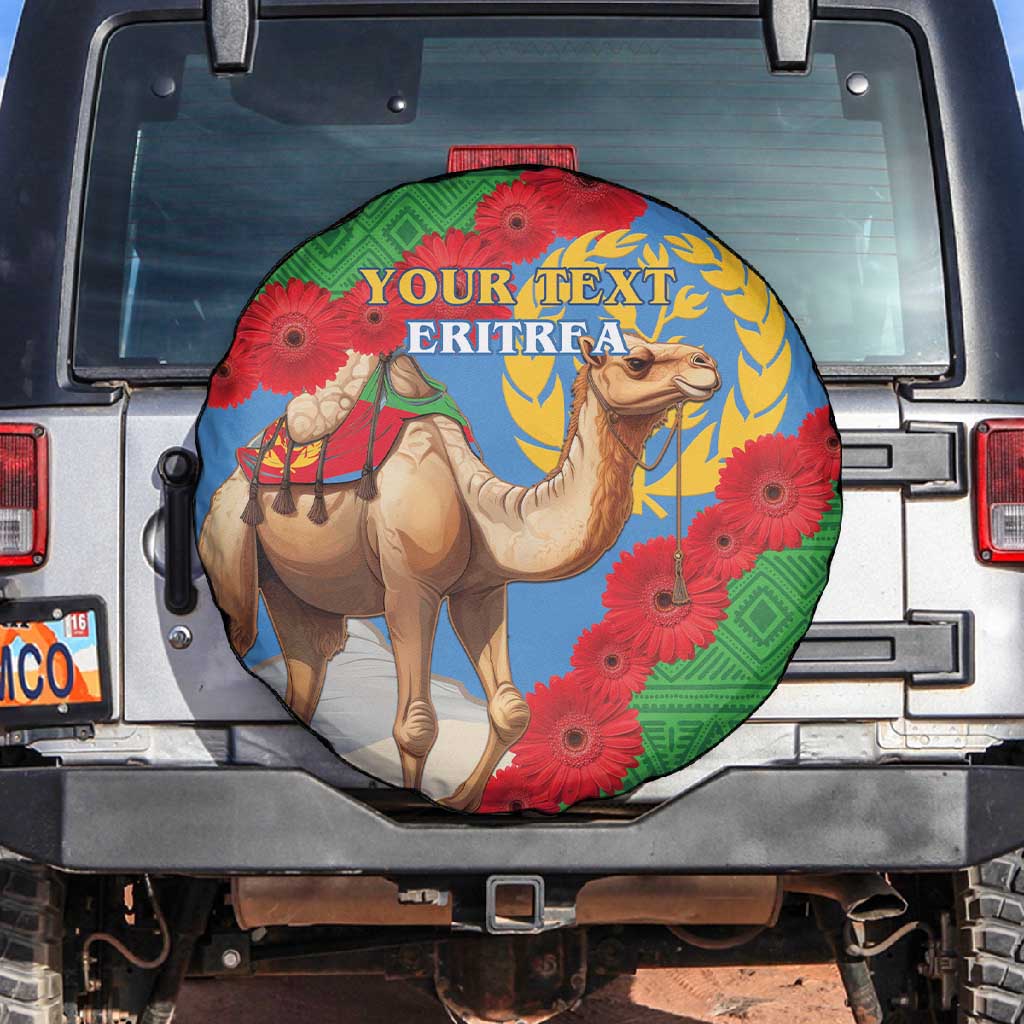 Personalised Eritrea Arabian Camel Spare Tire Cover Gerbera Flower - Flag Color