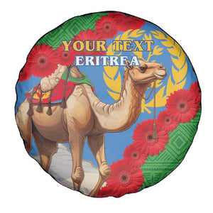 Personalised Eritrea Arabian Camel Spare Tire Cover Gerbera Flower - Flag Color