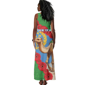 Personalised Eritrea Arabian Camel Tank Maxi Dress Gerbera Flower - Flag Color