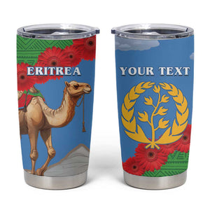 Personalised Eritrea Arabian Camel Tumbler Cup Gerbera Flower - Flag Color