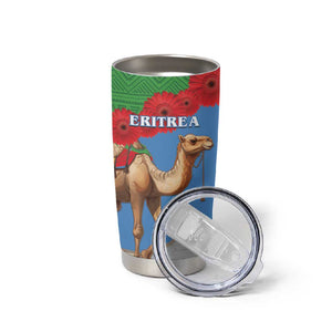 Personalised Eritrea Arabian Camel Tumbler Cup Gerbera Flower - Flag Color