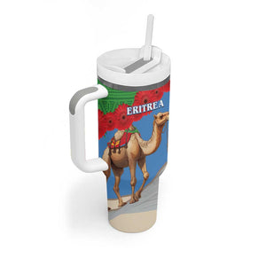 Personalised Eritrea Arabian Camel Tumbler With Handle Gerbera Flower - Flag Color