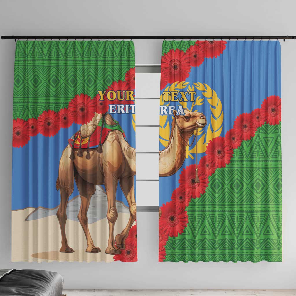 Personalised Eritrea Arabian Camel Window Curtain Gerbera Flower - Flag Color