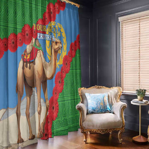 Personalised Eritrea Arabian Camel Window Curtain Gerbera Flower - Flag Color