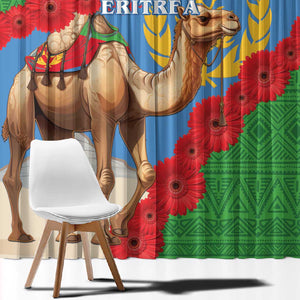 Personalised Eritrea Arabian Camel Window Curtain Gerbera Flower - Flag Color