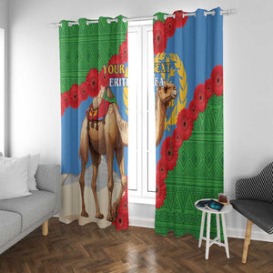 Personalised Eritrea Arabian Camel Window Curtain Gerbera Flower - Flag Color