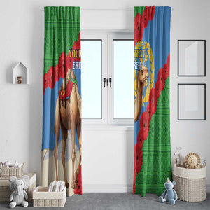 Personalised Eritrea Arabian Camel Window Curtain Gerbera Flower - Flag Color