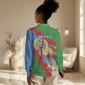 Personalised Eritrea Arabian Camel Women Casual Shirt Gerbera Flower - Flag Color