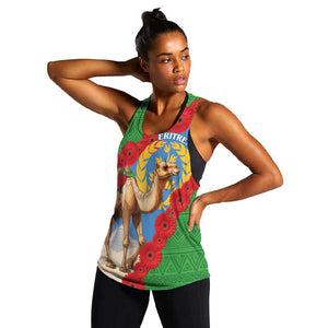 Personalised Eritrea Arabian Camel Women Racerback Tank Gerbera Flower - Flag Color