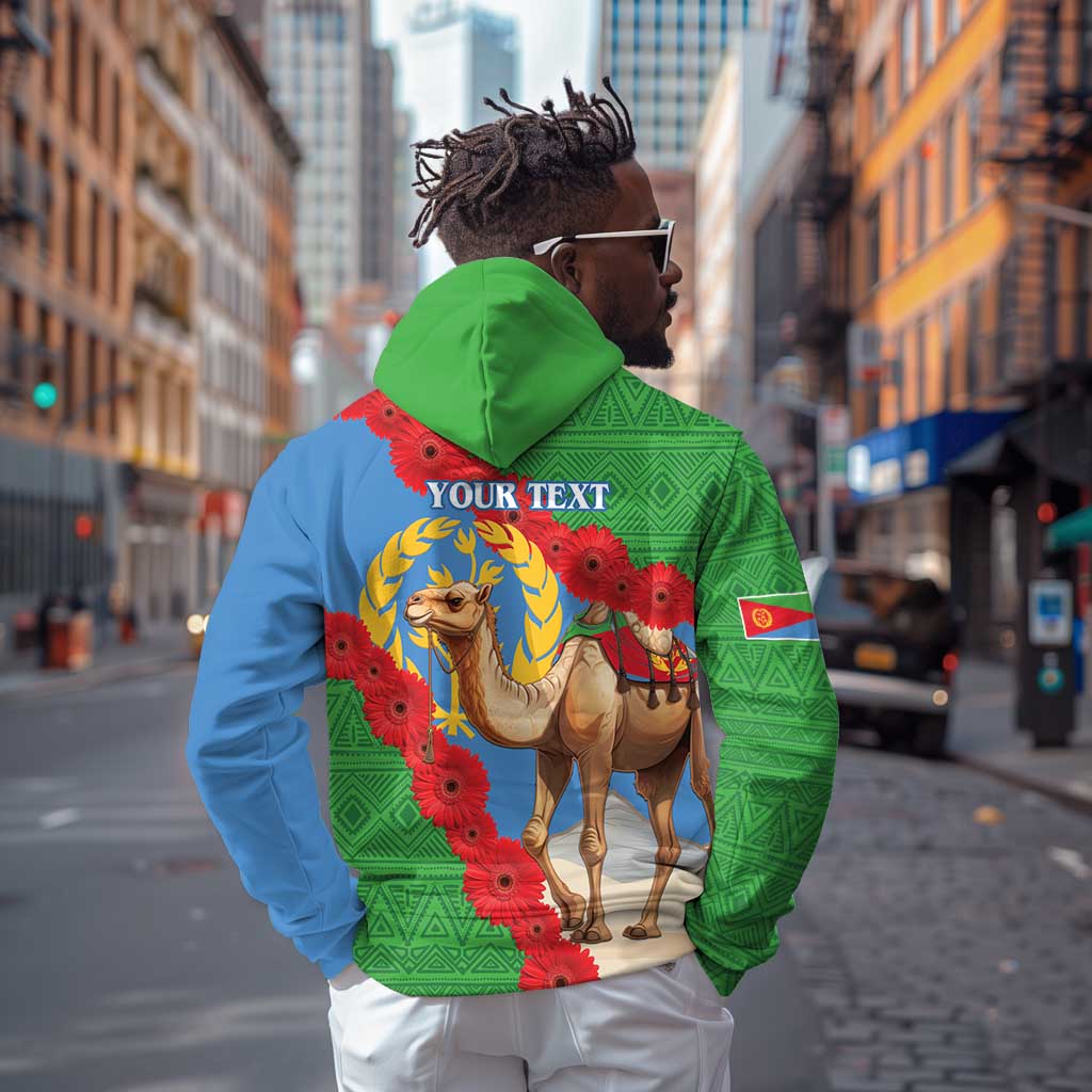 Personalised Eritrea Arabian Camel Zip Hoodie Gerbera Flower - Flag Color
