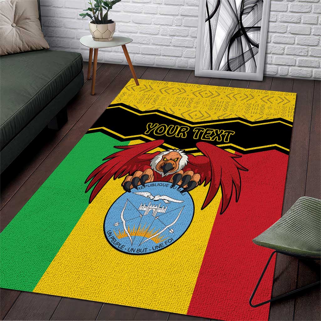 Personalized Afro Mali Vulture Area Rug Coat Of Arms - Bogolan Pattern