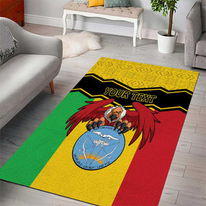 Personalized Afro Mali Vulture Area Rug Coat Of Arms - Bogolan Pattern