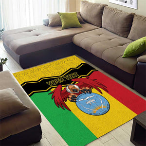 Personalized Afro Mali Vulture Area Rug Coat Of Arms - Bogolan Pattern