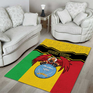 Personalized Afro Mali Vulture Area Rug Coat Of Arms - Bogolan Pattern