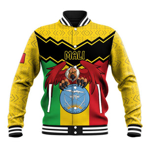 Personalized Afro Mali Vulture Baseball Jacket Coat Of Arms - Bogolan Pattern