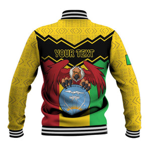 Personalized Afro Mali Vulture Baseball Jacket Coat Of Arms - Bogolan Pattern