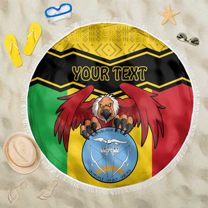 Personalized Afro Mali Vulture Beach Blanket Coat Of Arms - Bogolan Pattern