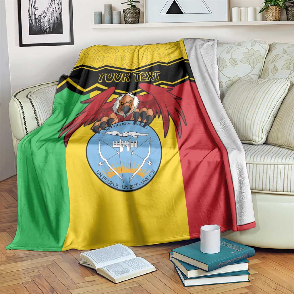 Personalized Afro Mali Vulture Blanket Coat Of Arms - Bogolan Pattern