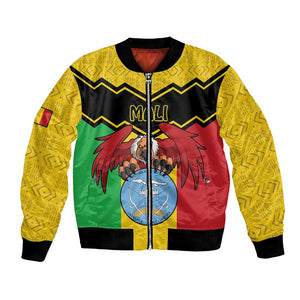 Personalized Afro Mali Vulture Bomber Jacket Coat Of Arms - Bogolan Pattern