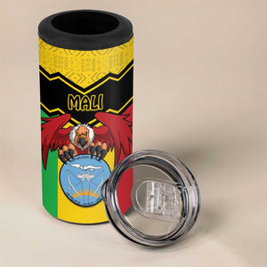 Personalized Afro Mali Vulture 4 in 1 Can Cooler Tumbler Coat Of Arms - Bogolan Pattern