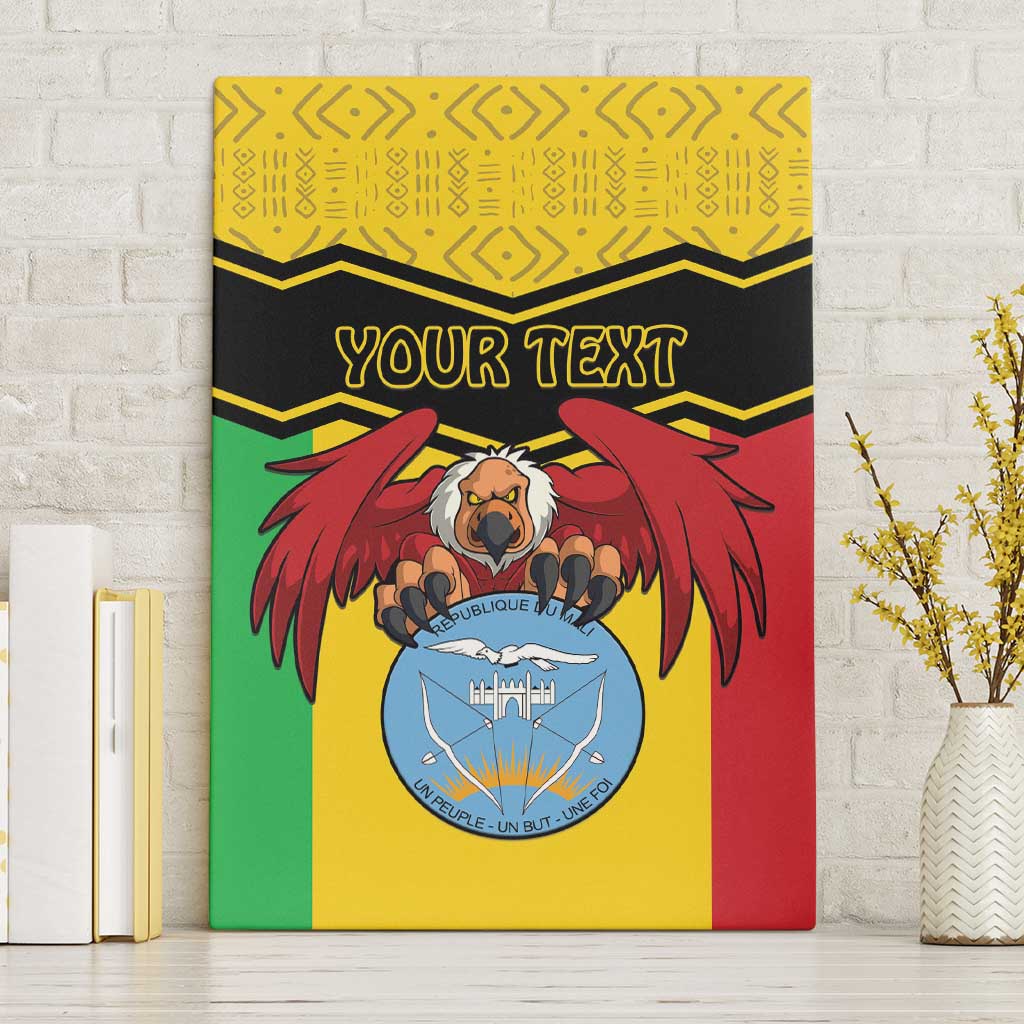 Personalized Afro Mali Vulture Canvas Wall Art Coat Of Arms - Bogolan Pattern