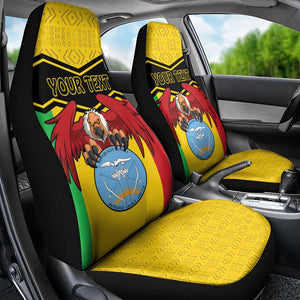 Personalized Afro Mali Vulture Car Seat Cover Coat Of Arms - Bogolan Pattern