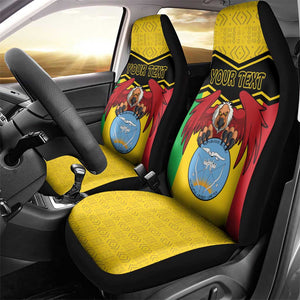 Personalized Afro Mali Vulture Car Seat Cover Coat Of Arms - Bogolan Pattern