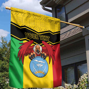 Personalized Afro Mali Vulture Garden Flag Coat Of Arms - Bogolan Pattern