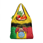 Personalized Afro Mali Vulture Grocery Bag Coat Of Arms - Bogolan Pattern