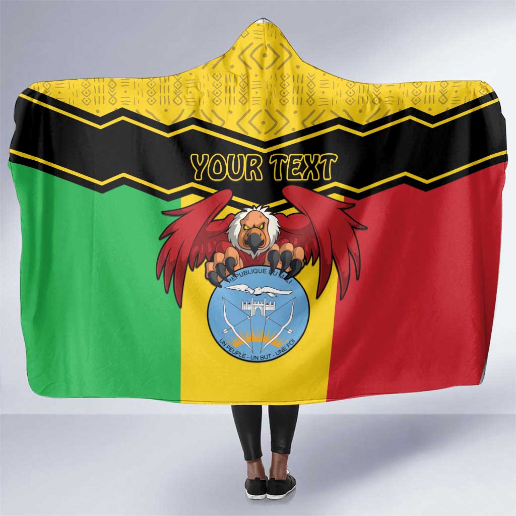 Personalized Afro Mali Vulture Hooded Blanket Coat Of Arms - Bogolan Pattern