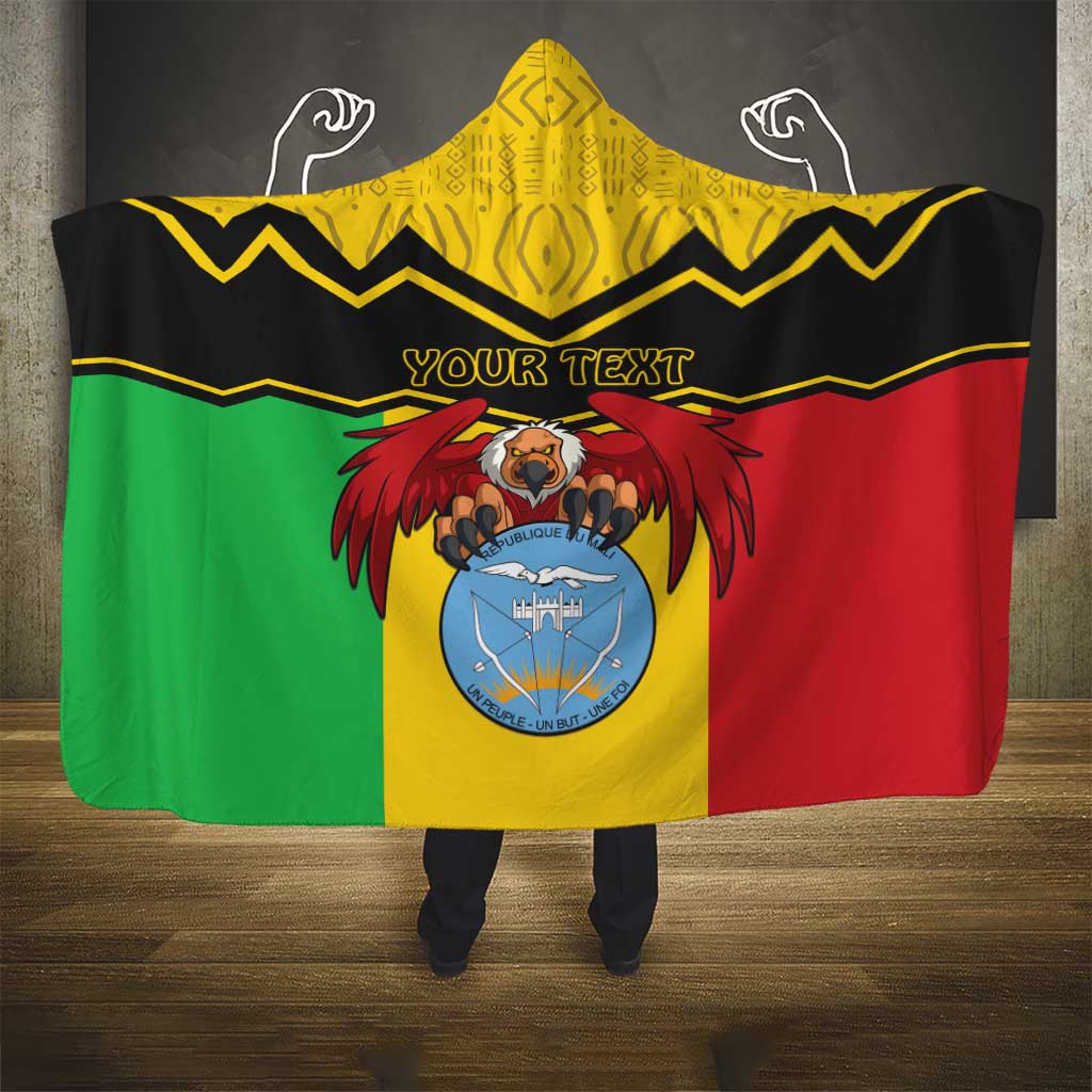 Personalized Afro Mali Vulture Hooded Blanket Coat Of Arms - Bogolan Pattern