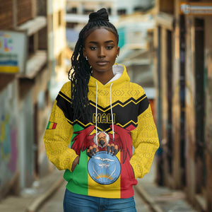 Personalized Afro Mali Vulture Hoodie Coat Of Arms - Bogolan Pattern