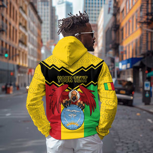 Personalized Afro Mali Vulture Hoodie Coat Of Arms - Bogolan Pattern