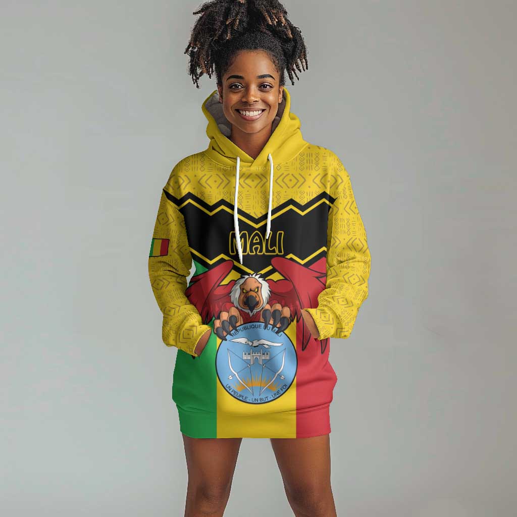 Personalized Afro Mali Vulture Hoodie Dress Coat Of Arms - Bogolan Pattern